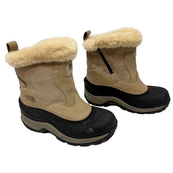 The North Face Shoes - The North Face Primaloft Womens Winter Boots Black Brown Zip Faux Fur Lined 8